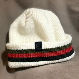 Autumn Cuff Beanie Toque White Hat Designer Stripe Black Red Green Classic Knit